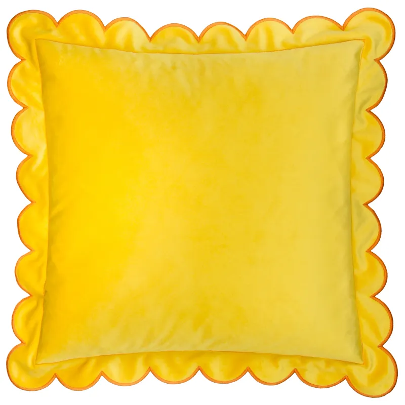 Lil Scallop Velvet Cushion Lemon/Ginger