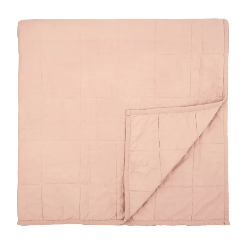 Hebden Quilted Washed Cotton Bedspread Cotta