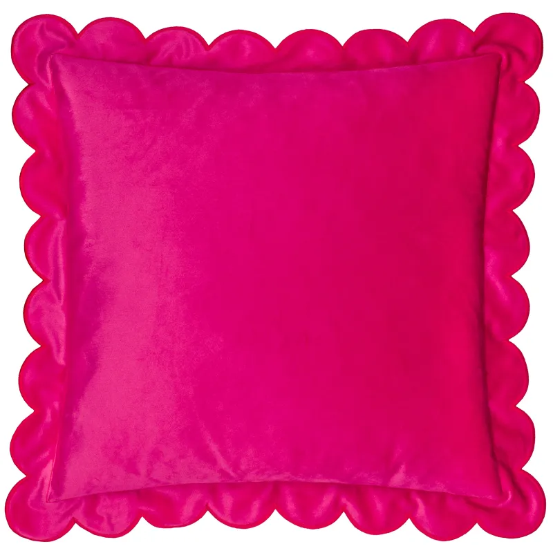 Lil Scallop Velvet Cushion Pink/Red