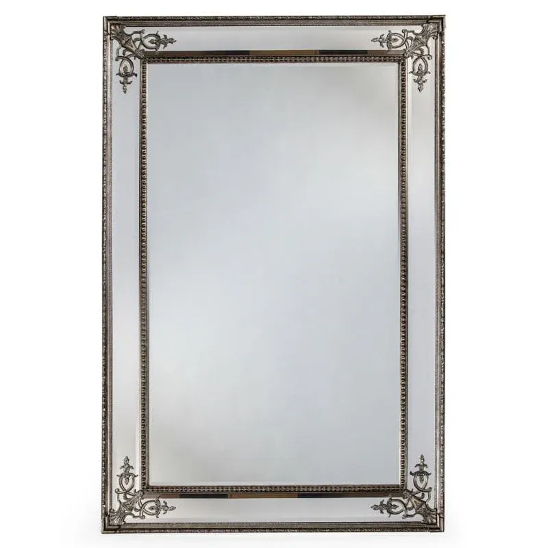Large Silver French Mirror with Crest