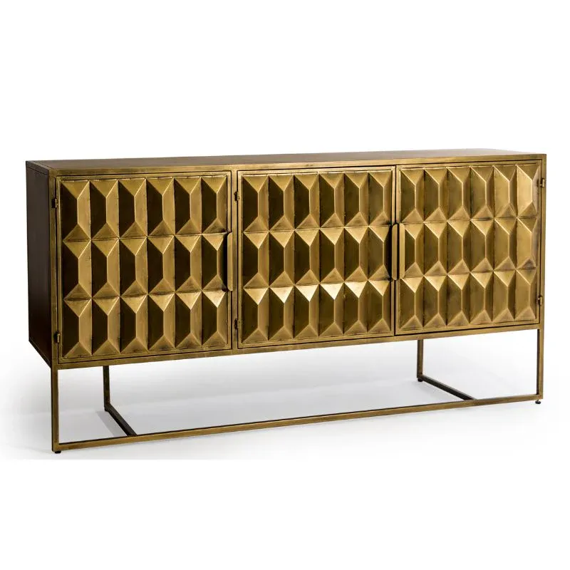 Industrial Gold "Fitzgerald" 3 Door Large Metal Sideboard