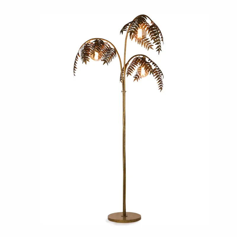Antique Gold Palm Leaf Floor Lamp