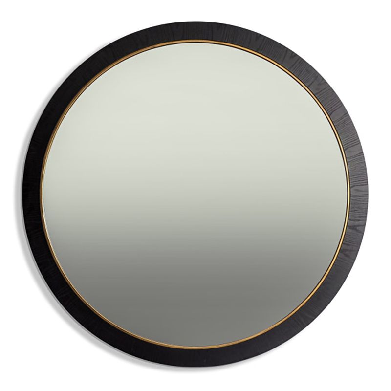 Giant Savoy Black & Gold Wood-Framed Round Wall Mirror