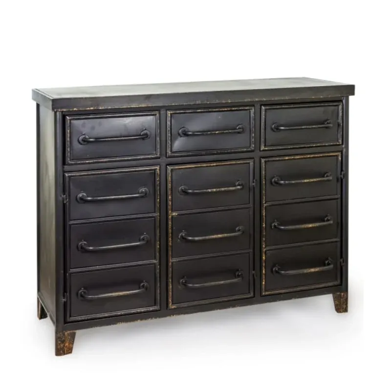Black Metal "Verne" Multi Drawer Cabinet