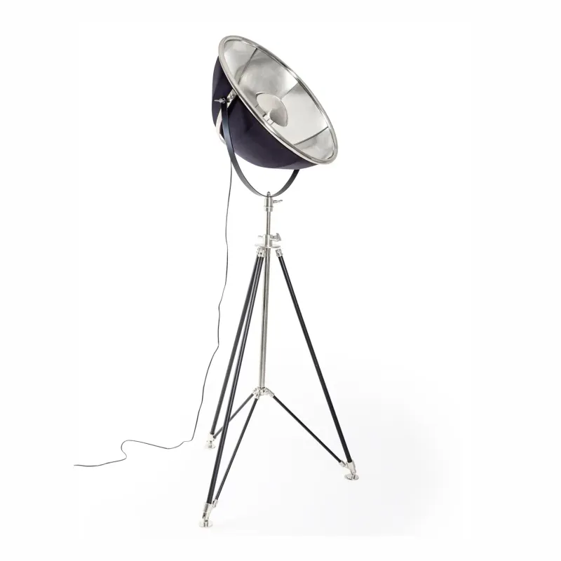 Black and Nickel Large Tripod Floor Lamp