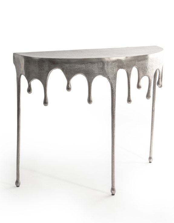 Silver "Dali" Drip Oval Aluminium Console Table