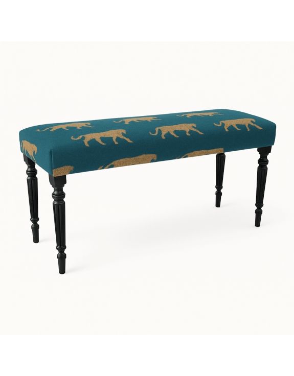 Gold Leopard On Teal Bench - Hand Made in the Uk