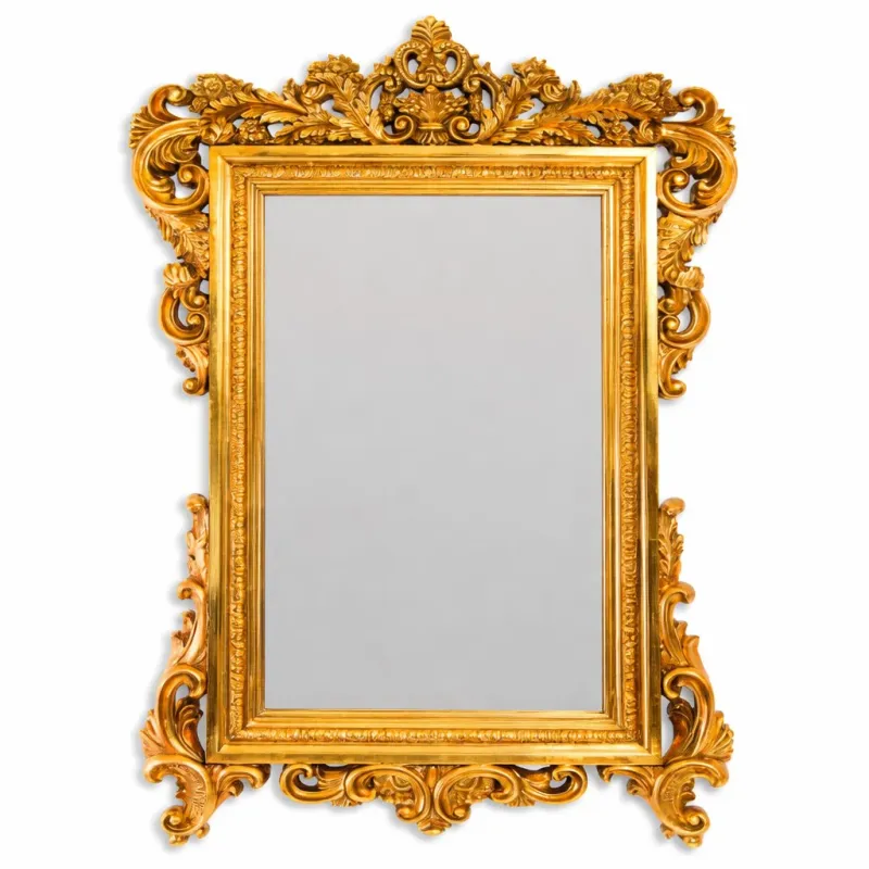 Large Silver French Mirror with Crest