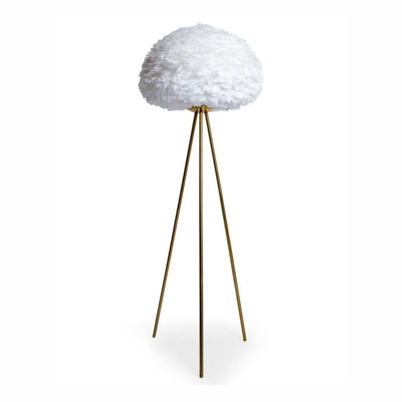 Antique Gold Flamingo Floor Lamp with Green Velvet Shade