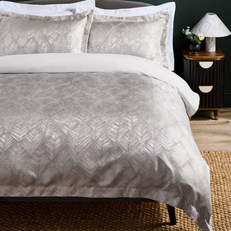 Folius Jacquard Duvet Cover Set Silver