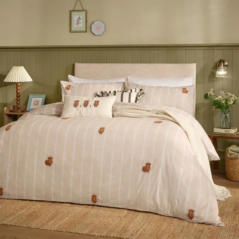 Ramble Highland Cows Duvet Cover Set Natural