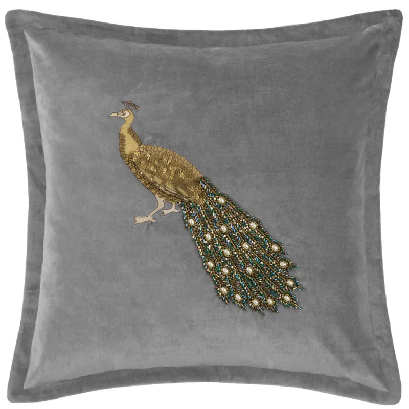 Mayura Embroidered Cushion Steel