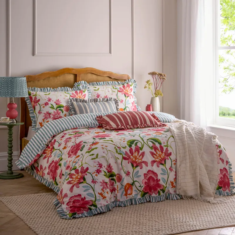 Claudia Floral Ruffle Duvet Cover Set Multi