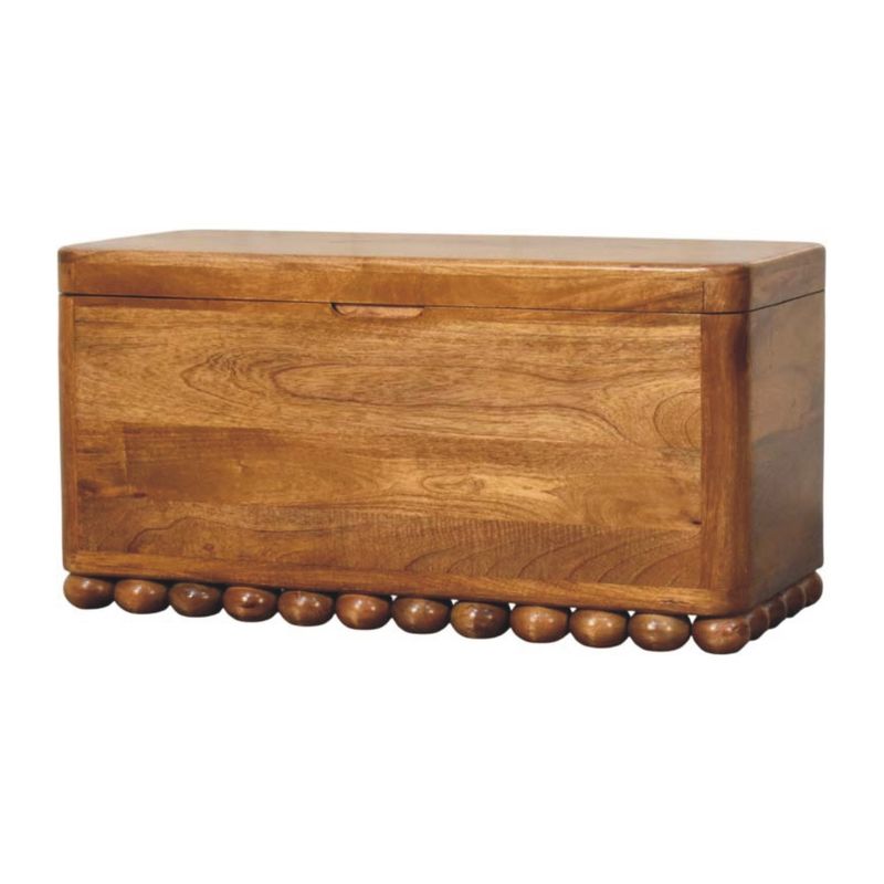 Amber Oak Tone Storage Trunk Bench