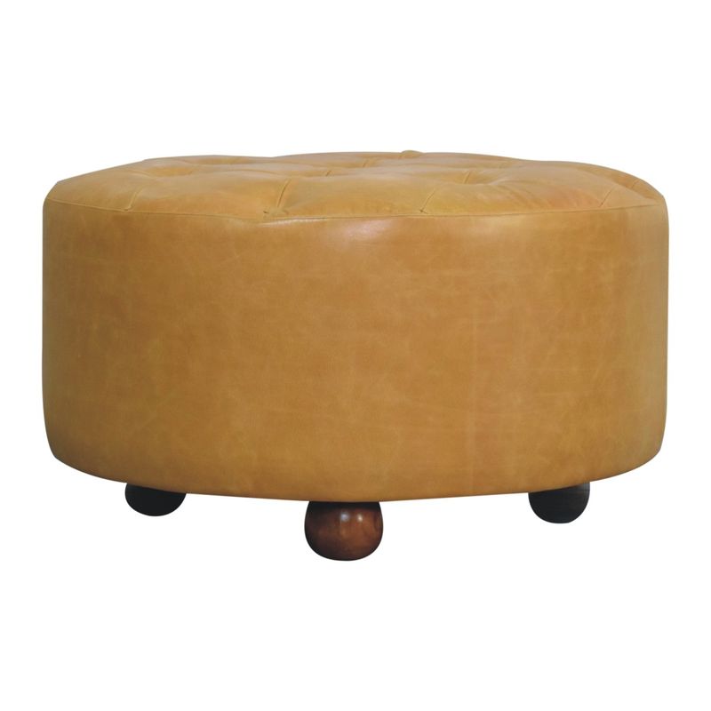 Amber Oak Leather Large Stool