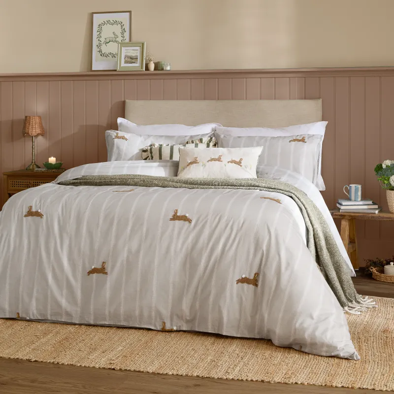 Ramble Hares Duvet Cover Set Sage