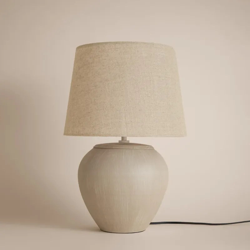 Helston Round Wired Table Lamp Sandstone