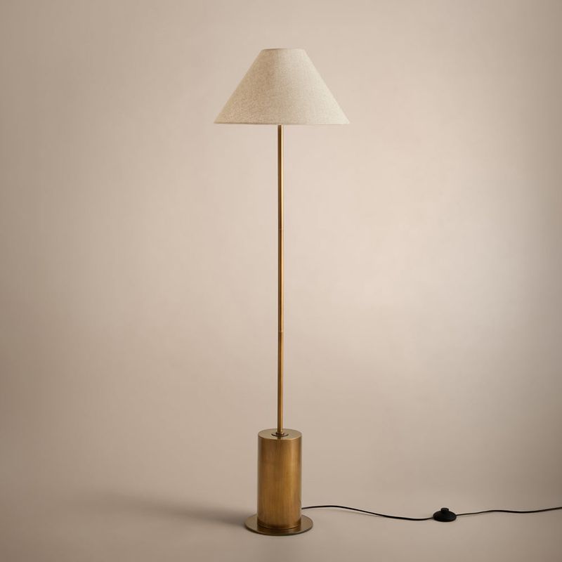 Finn Tall Wired Floor Lamp Aged Brass