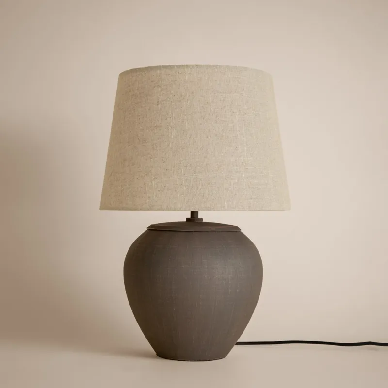 Helston Round Wired Table Lamp Espresso Brown
