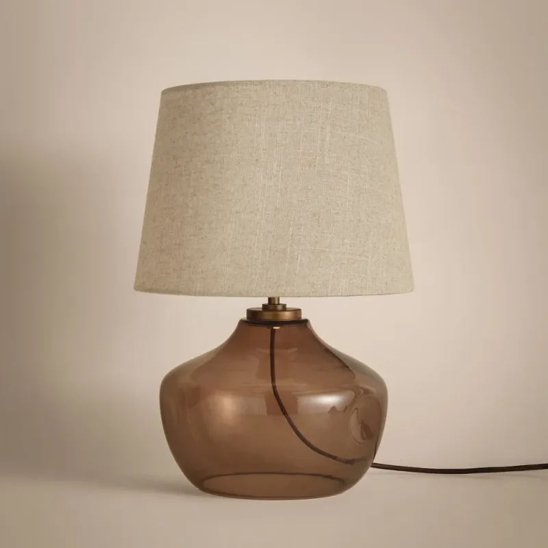 Penryn Glass Wired Table Lamp Smoked Brown