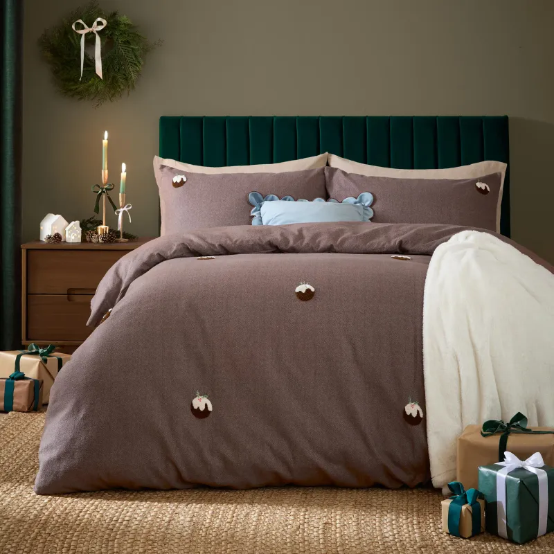 Christmas Pudding Tufted Duvet Cover Set Chocolate