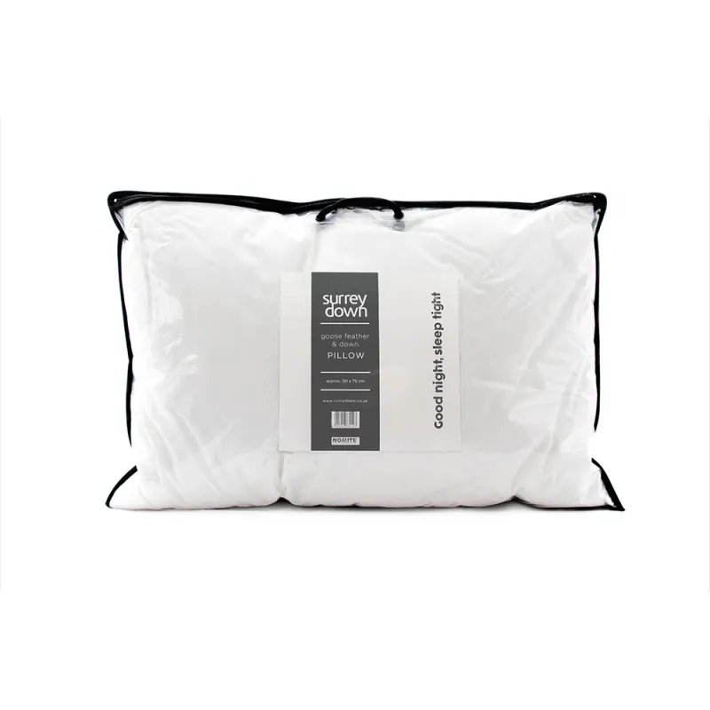 Surrey Down Goose Feather and Down Pillow Soft