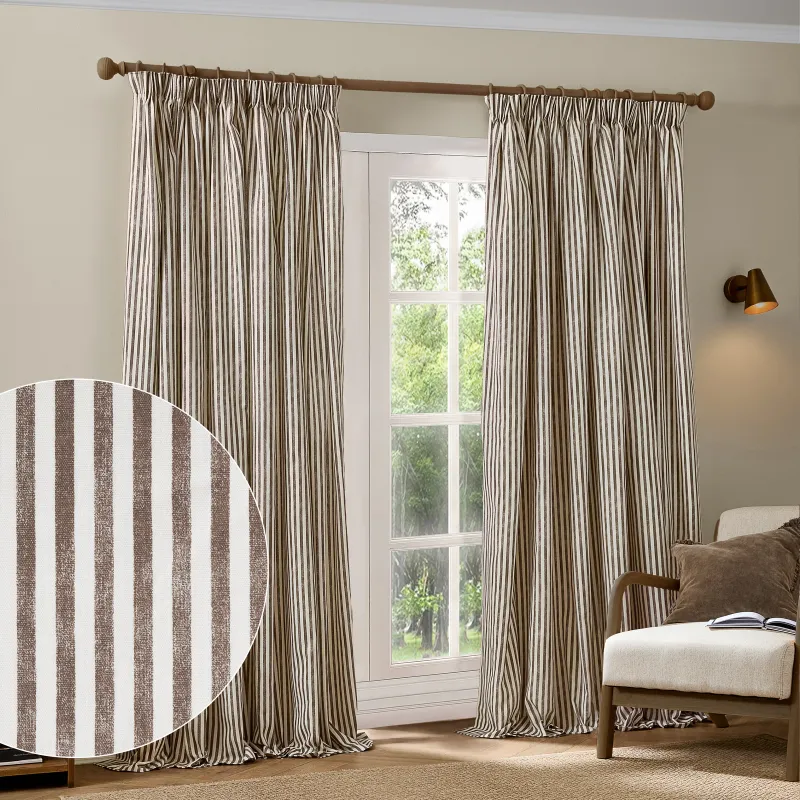 Hebden 100% Cotton Blackout Pencil Pleat Curtains Chocolate