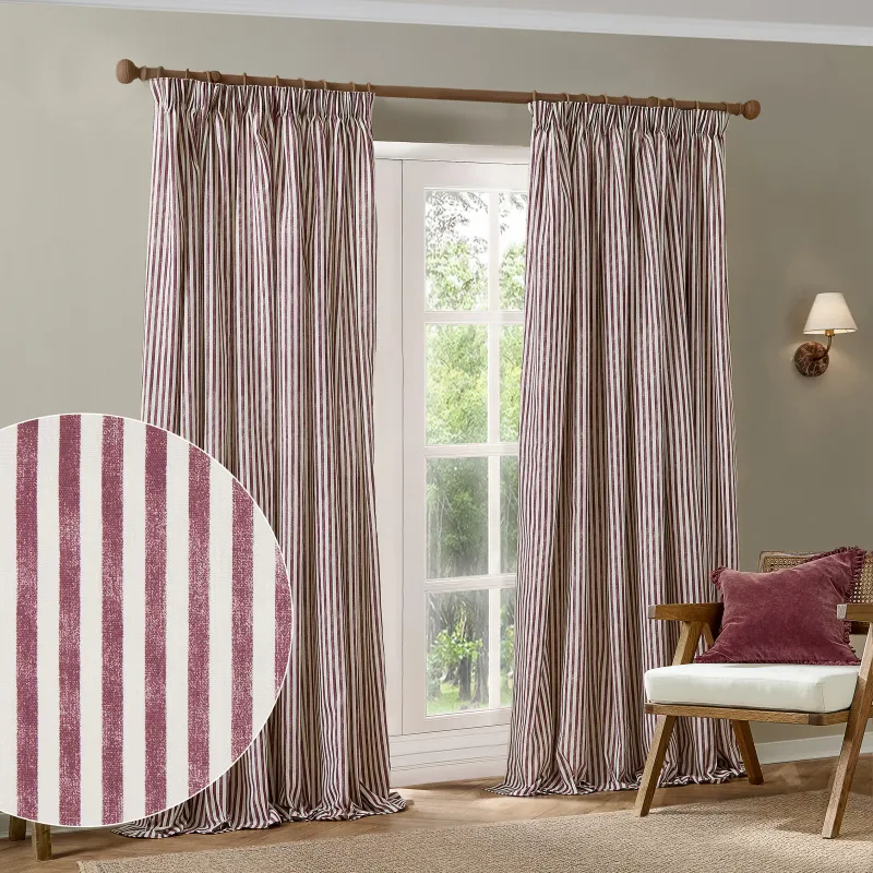 Hebden 100% Cotton Blackout Pencil Pleat Curtains Beetroot