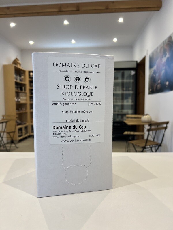 Sirop d'érable biologique - Sac de 4 litres Sirop d'érable biologique - Sac de 4 litres