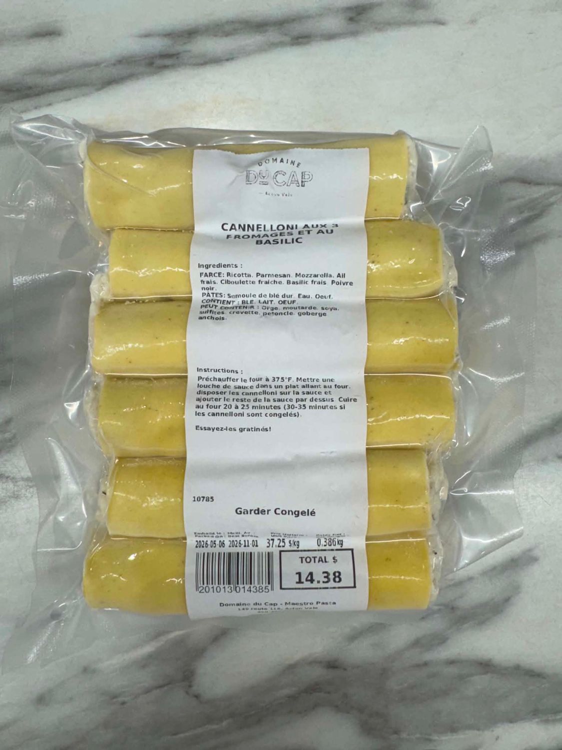 Cannelloni au 3 fromages et au basilic - congelés
