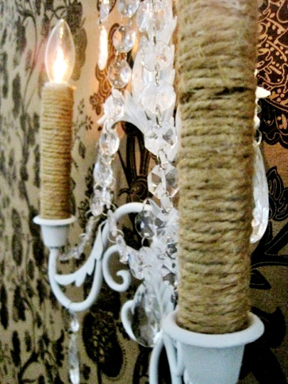 6 Jute Wrapped Non-Electric Battery Operated Candles for chandeliers, Candelabras and Sconces MADE TO ORDER