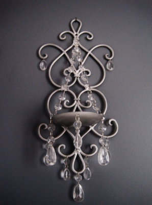 PAIR 2 Cottage Chic Scroll Candle Wall Sconces in Antique Silver Set of 2 MADE To ORDER