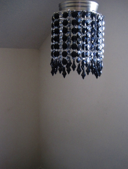 Sex And the City Flush Mount Sleek Platinum and Black Chandelier MADE TO ORDER