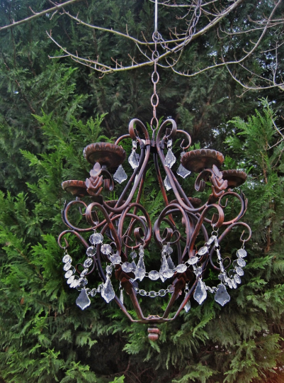 Hand-painted Oil Rubbed Bronze N Clear Queen Candle Chandelier MADE TO ORDER