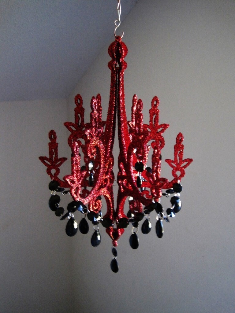 Mysterious and Sexy Red and Black Unlit Chandelier MADE TO ORDER