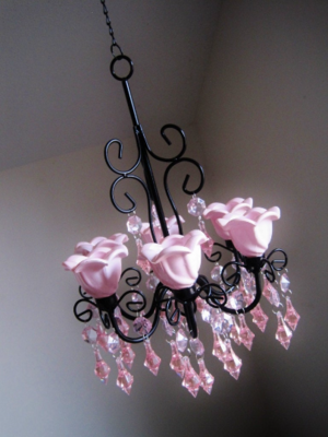 Pink Paris Apartment 6 Candle Chandelier MADE TO ORDER