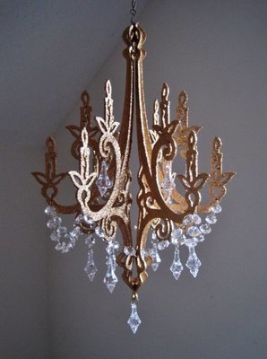 16" Royals Hollywood Glam Golden Unlit Chandelier Decoration MADE TO ORDER