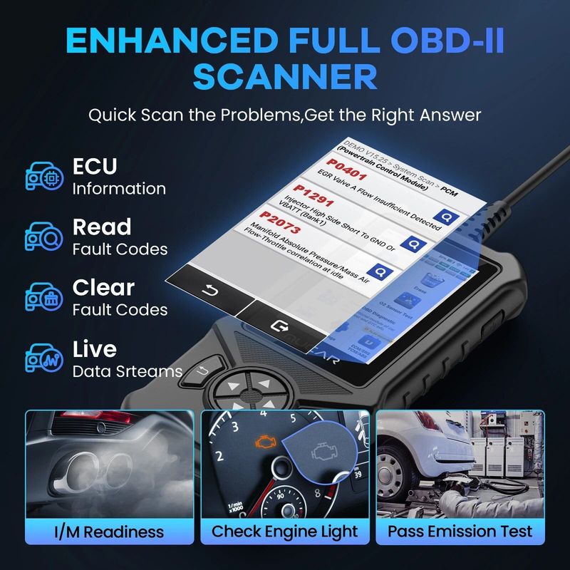 WiFi OBD2 Diagnostic Tool with Touchscreen - Automotive Engine & Systems Code Reader with Multi-Language Support