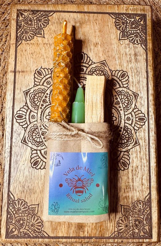 Ritual vela de miel herbolea ritualizada para ayudar en la salud física o emocional