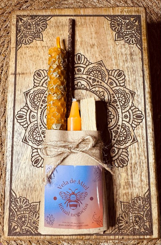Ritual vela de miel herbolea ritualizada para potenciar y fortalecer los negocios
