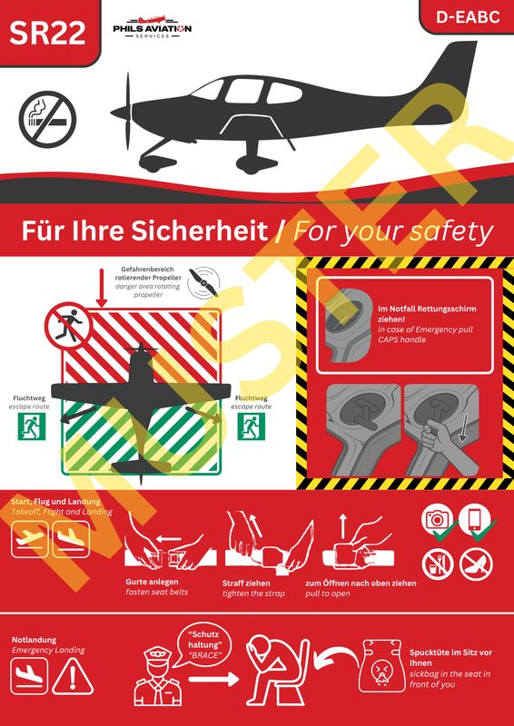 Individuelle passanger safety card Cirrus SR22