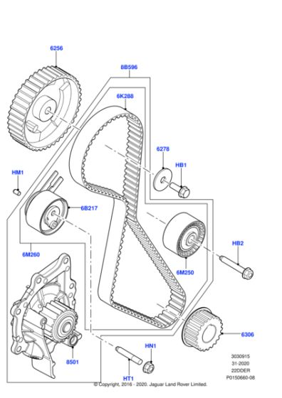 LR032526 Replacement cambelt kit that includes a new tensioner and idler. LR032526 Replacement cambelt kit that includes a new tensioner and idler.