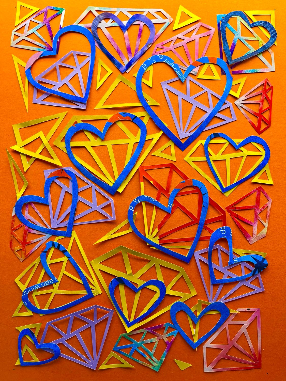 Diamond Hearts Orange/Blue