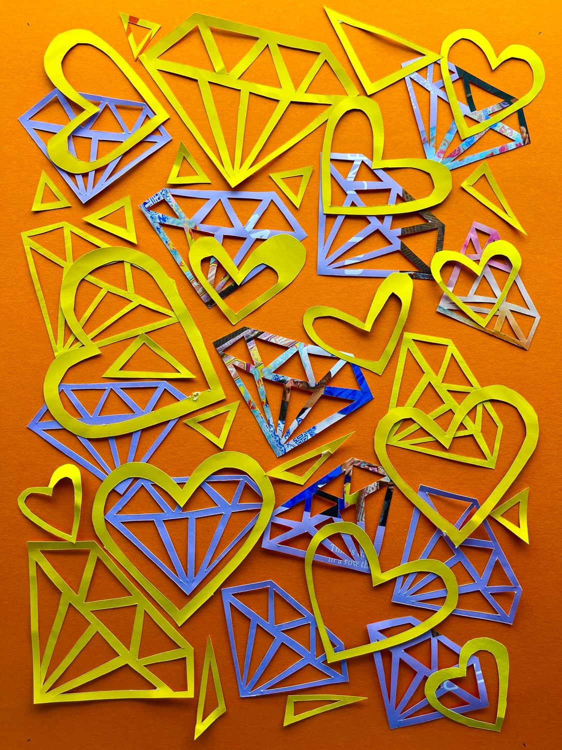 Diamond Hearts Yellow/Purple