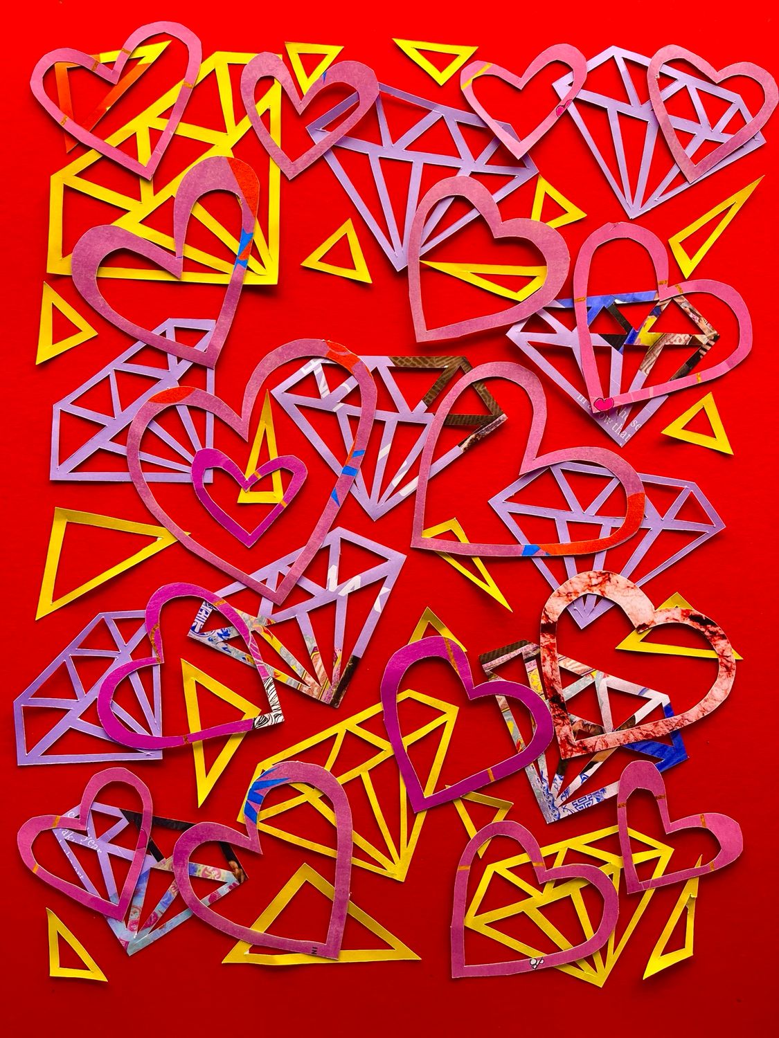 Diamond Hearts Red/Purple