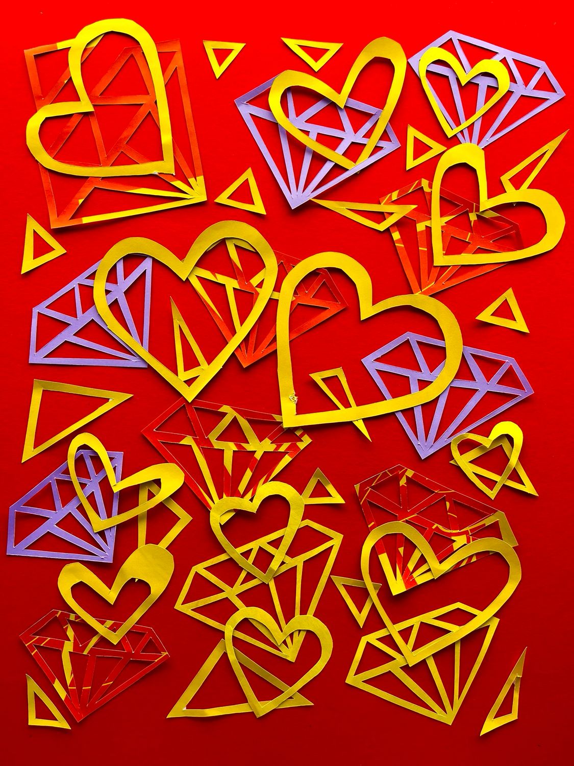 Diamond Hearts Red/Yellow