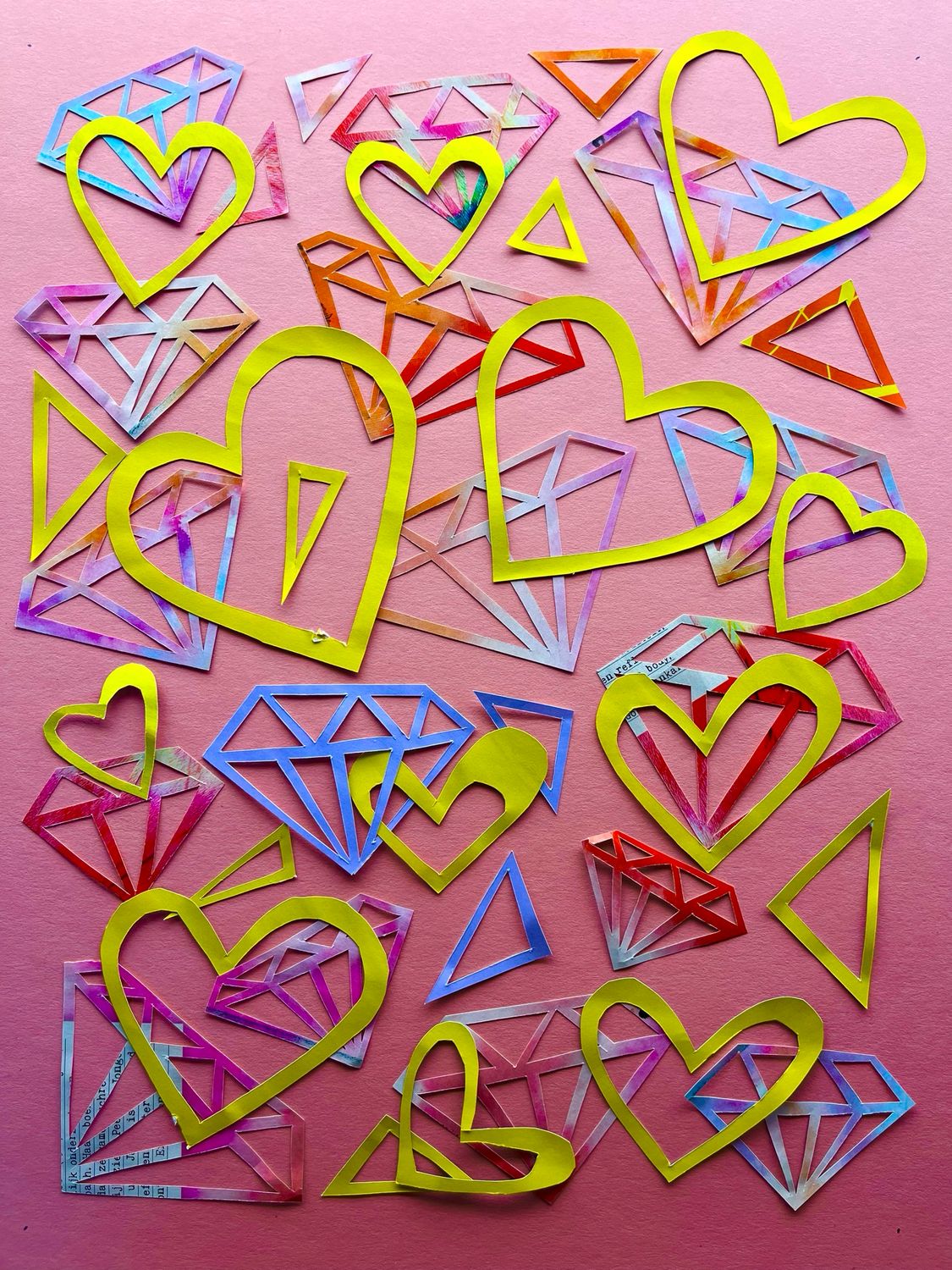 Diamond Hearts Pink/Yellow