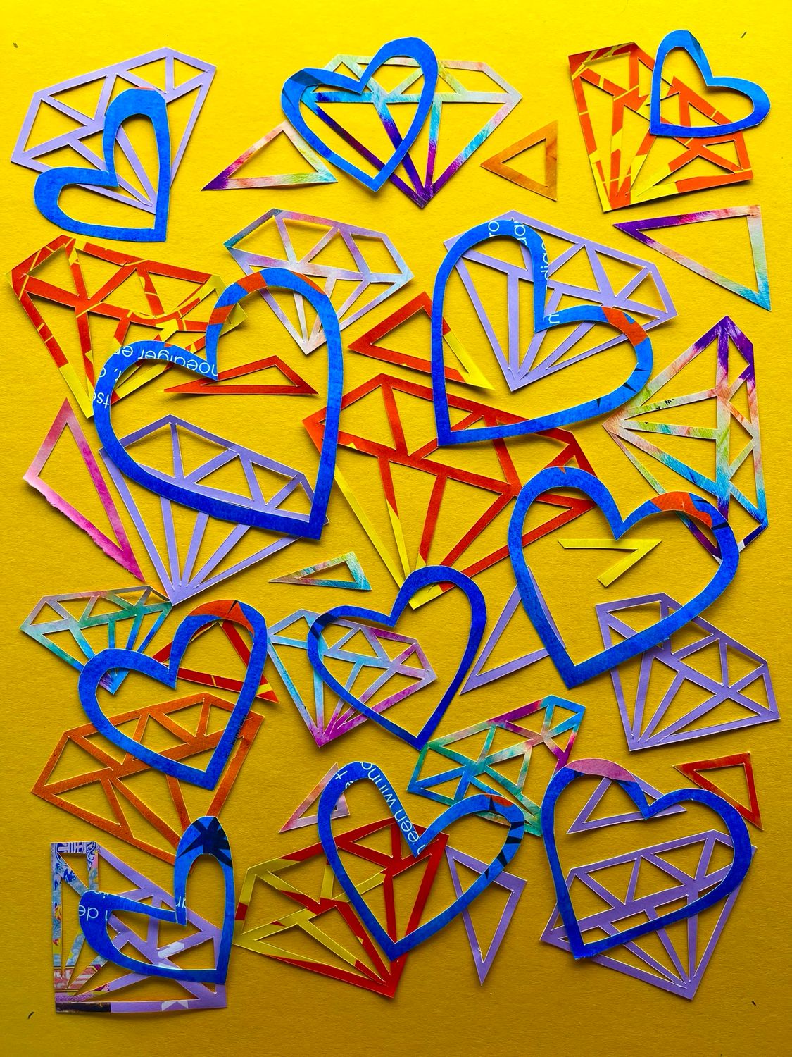 Diamond Hearts Yellow/Blue