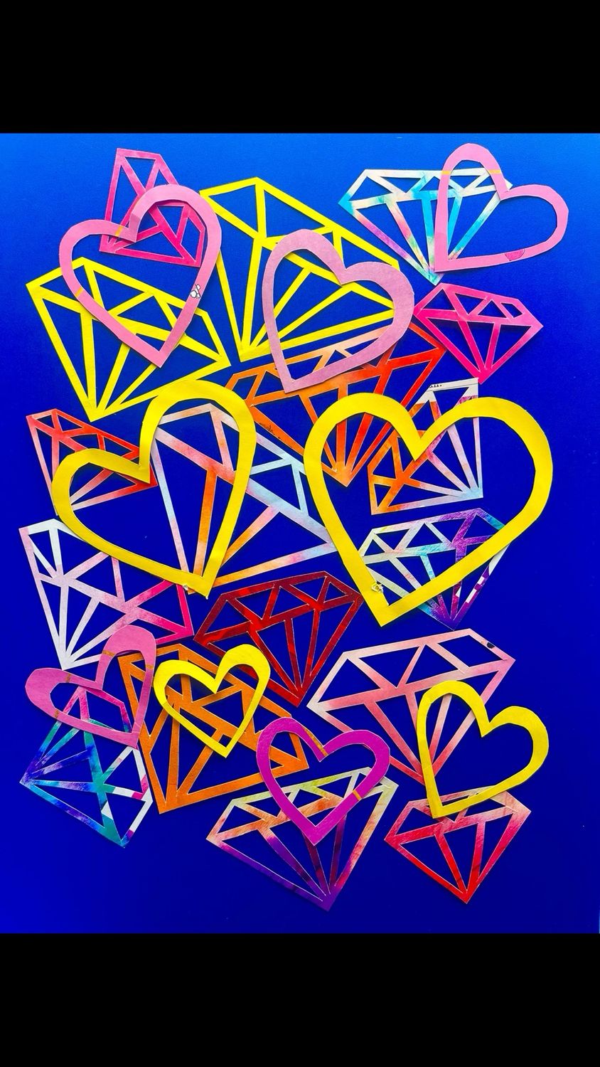 Diamond Hearts Blue / Yellow