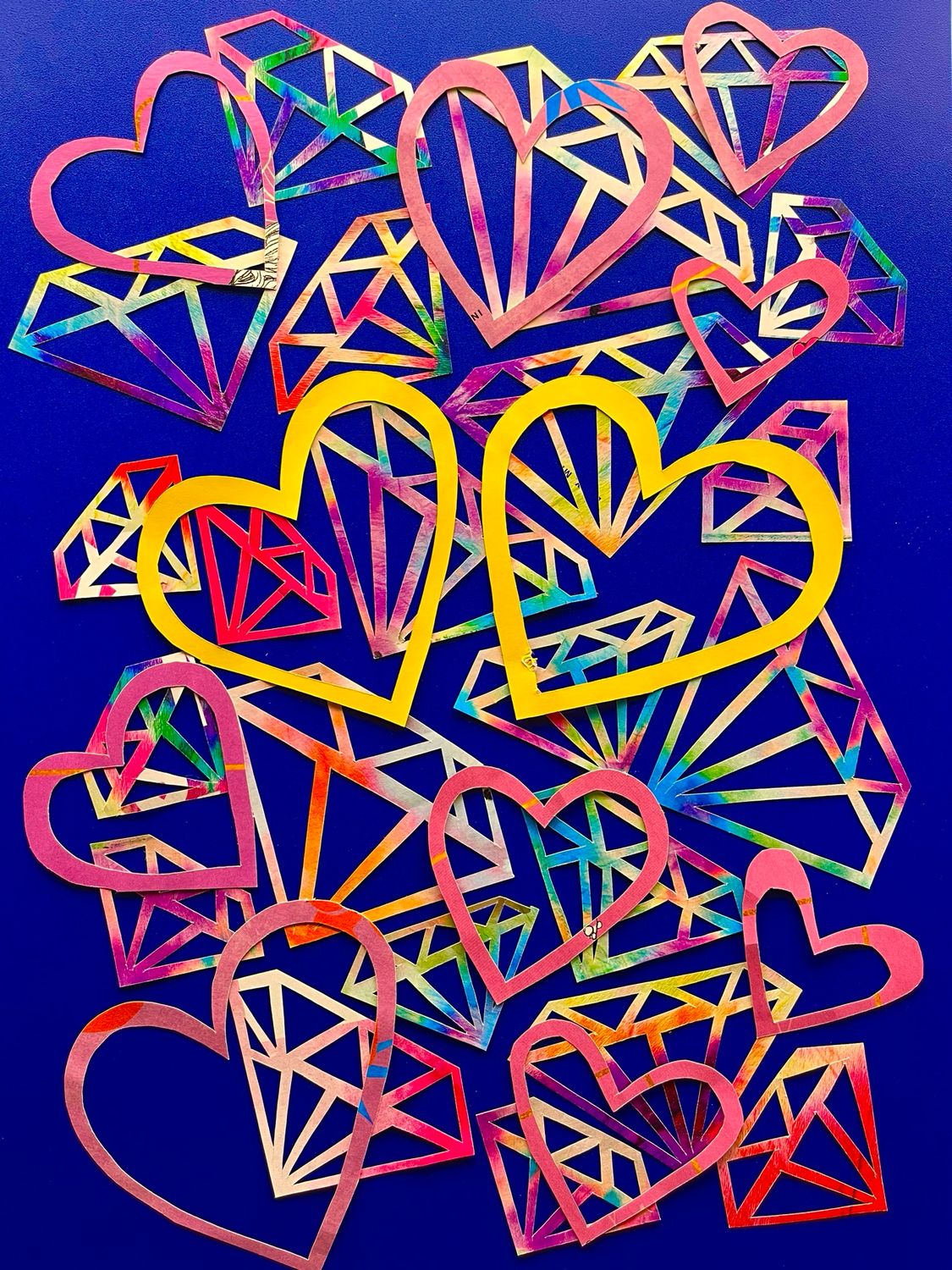 Diamond Hearts Yellow/Pink